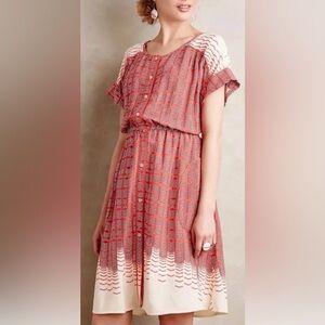Anthropologie‎ Maeve Red Nautical Veronia Shirt Dress